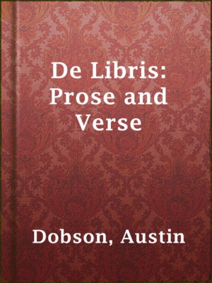 cover image of De Libris: Prose and Verse